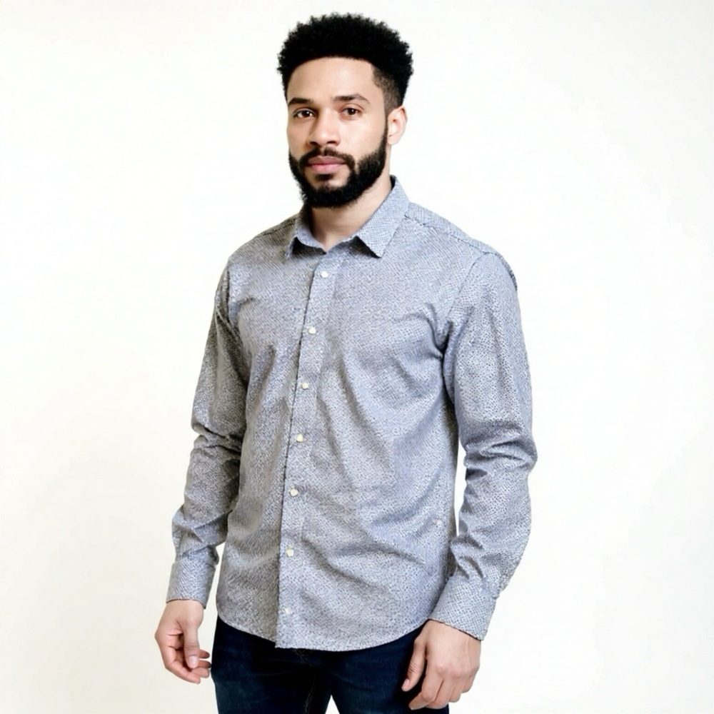 Ben Sherman Men's Light Blue Patterned Shirt
